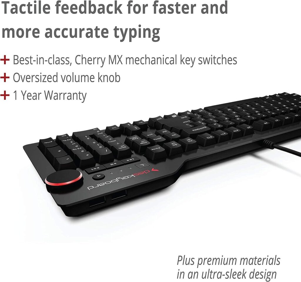 Das Keyboard 4 Professional Wired Mechanical Keyboard, Cherry MX Brown Mechanical Switches, 2-Port USB 3.0 Hub, Volume Knob, Aluminum Top (104 Keys, Black) Das Keyboard 4 Professional Wired Mechanical Keyboard, Cherry MX Brown Mechanical Switches, 2-Port USB 3.0 Hub, Volume Knob, Aluminum Top (104 Keys, Black)