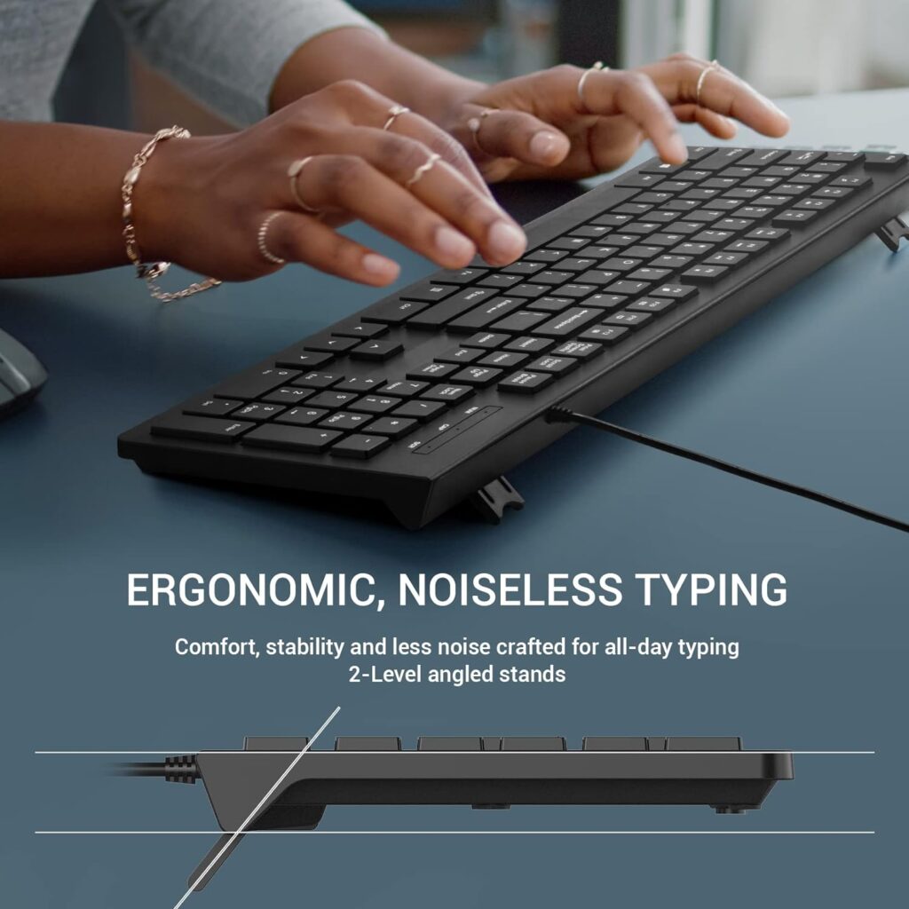 Computer Keyboard Wired, Plug Play USB Keyboard, Low Profile Chiclet Keys, Large Number Pad, Caps Indicators, Foldable Stands, Spill-Resistant, Anti-Wear Letters for Windows Mac PC Laptop, Full Size Computer Keyboard Wired, Plug Play USB Keyboard, Low Profile Chiclet Keys, Large Number Pad, Caps Indicators, Foldable Stands, Spill-Resistant, Anti-Wear Letters for Windows Mac PC Laptop, Full Size