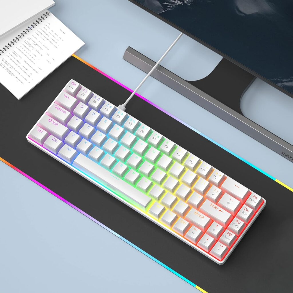 MageGee Portable 60% Mechanical Gaming Keyboard, MK-Box LED Backlit Compact 68 Keys Mini Wired Office Keyboard with Red Switch for Windows Laptop PC Mac - Black/Grey MageGee Portable 60% Mechanical Gaming Keyboard, MK-Box LED Backlit Compact 68 Keys Mini Wired Office Keyboard with Red Switch for Windows Laptop PC Mac - Black/Grey