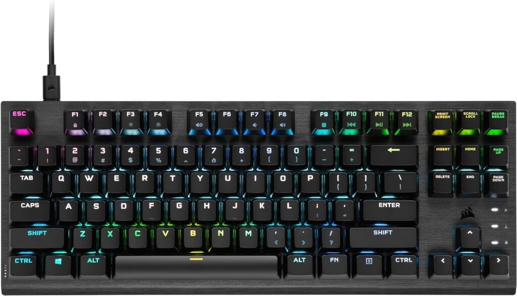 CORSAIR K60 RGB TKL RGB Tenkeyless Optical-Mechanical Wired Gaming Keyboard - OPX Switches - Polycarbonate Keycaps - iCUE Compatible - QWERTY NA Layout - Black CORSAIR K60 RGB TKL RGB Tenkeyless Optical-Mechanical Wired Gaming Keyboard - OPX Switches - Polycarbonate Keycaps - iCUE Compatible - QWERTY NA Layout - Black
