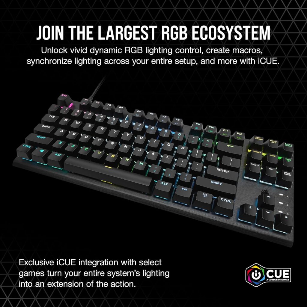 CORSAIR K60 RGB TKL RGB Tenkeyless Optical-Mechanical Wired Gaming Keyboard - OPX Switches - Polycarbonate Keycaps - iCUE Compatible - QWERTY NA Layout - Black CORSAIR K60 RGB TKL RGB Tenkeyless Optical-Mechanical Wired Gaming Keyboard - OPX Switches - Polycarbonate Keycaps - iCUE Compatible - QWERTY NA Layout - Black