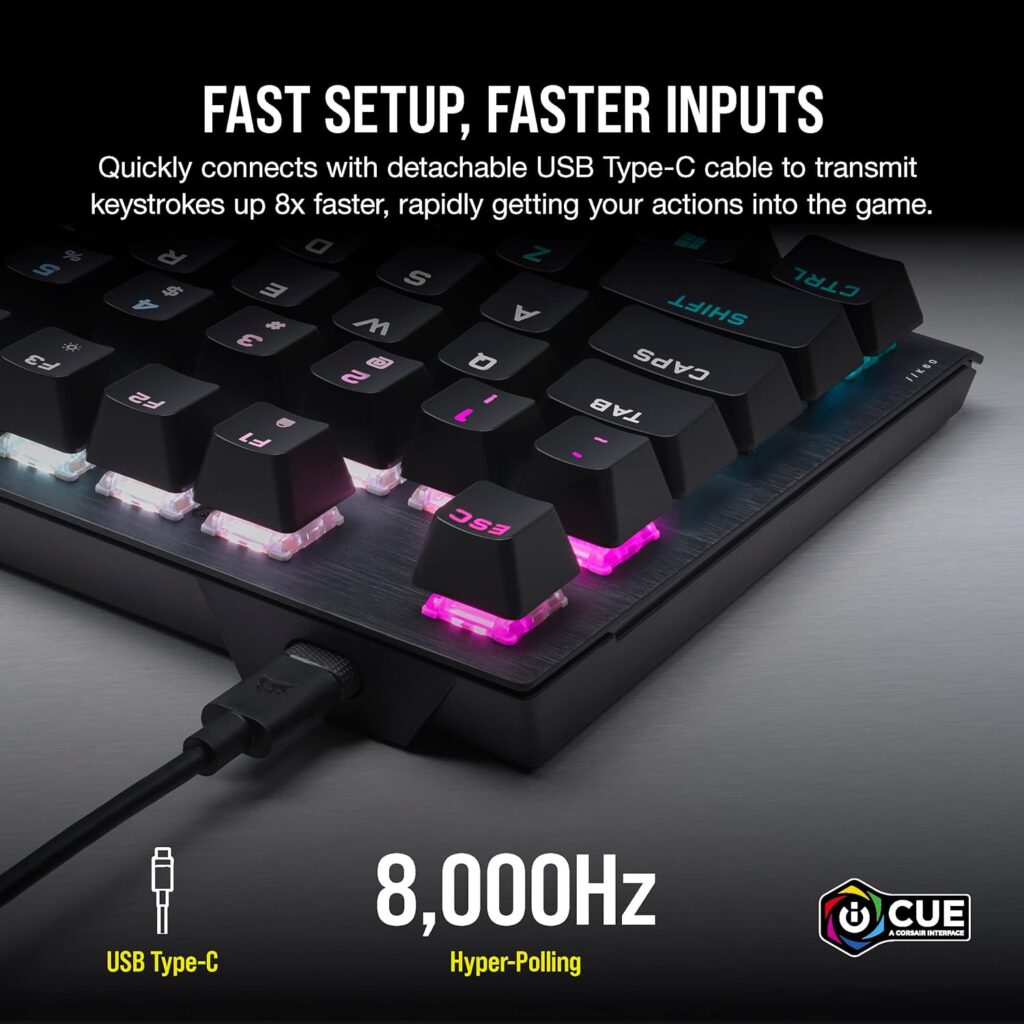 CORSAIR K60 RGB TKL RGB Tenkeyless Optical-Mechanical Wired Gaming Keyboard - OPX Switches - Polycarbonate Keycaps - iCUE Compatible - QWERTY NA Layout - Black CORSAIR K60 RGB TKL RGB Tenkeyless Optical-Mechanical Wired Gaming Keyboard - OPX Switches - Polycarbonate Keycaps - iCUE Compatible - QWERTY NA Layout - Black