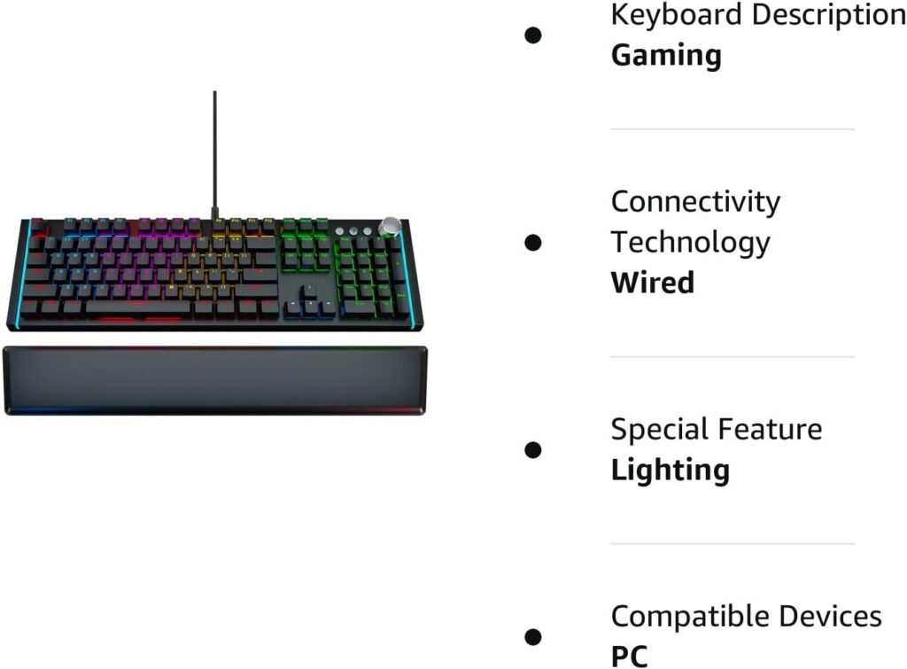 Newest 2023 Real Mechanical Gaming Keyboard with 107 Clicky Optical switches- Programmable RGB LED Backlit, Laser Engraved Keys - Ergonomic Magnetic Leather Wrist Rest, Dedicated Media Keys for PC