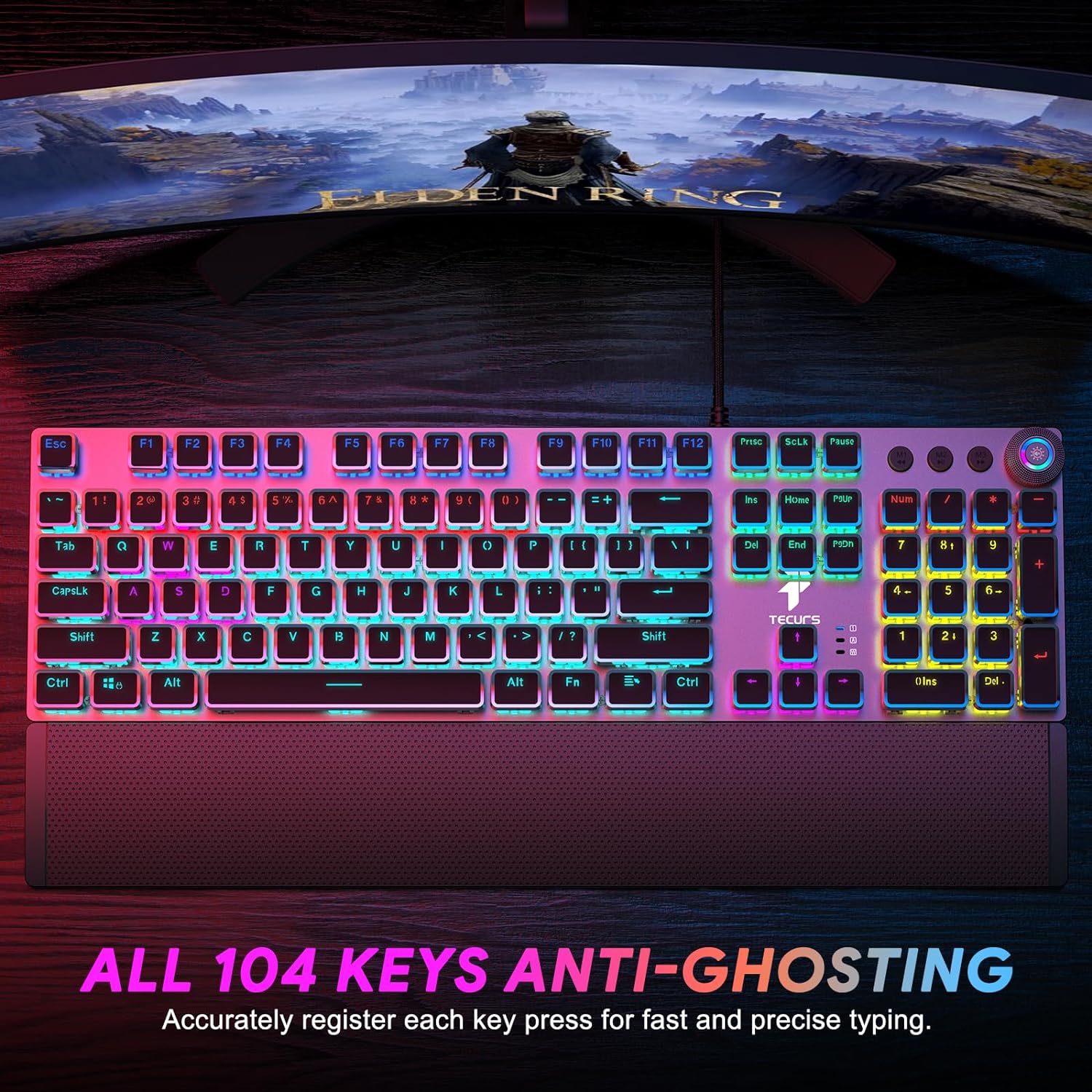 TECURS Gaming Keyboard Mechanical Keyboard with Magnetic Wrist Rest Review